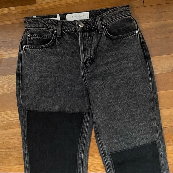 NWT IRO Lep Patchwork Distressed High Rise Slim-Leg Ankle Jeans Washed Black‎ 25 - Picture 4 of 8